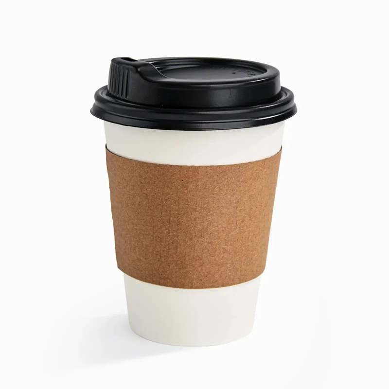 12 oz Blank Recyclable Paper Cups with Lids and Sleeves-SPU RacetopPrint