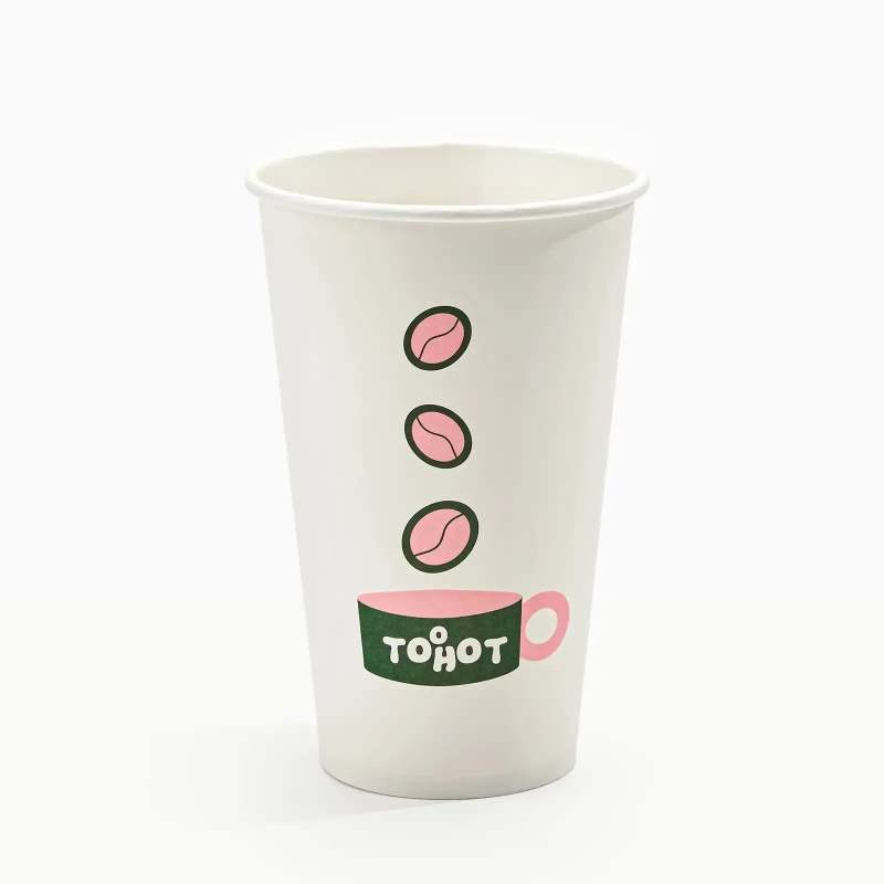 16 oz Custom Recyclable Paper Cups with Lida RacetopPrint