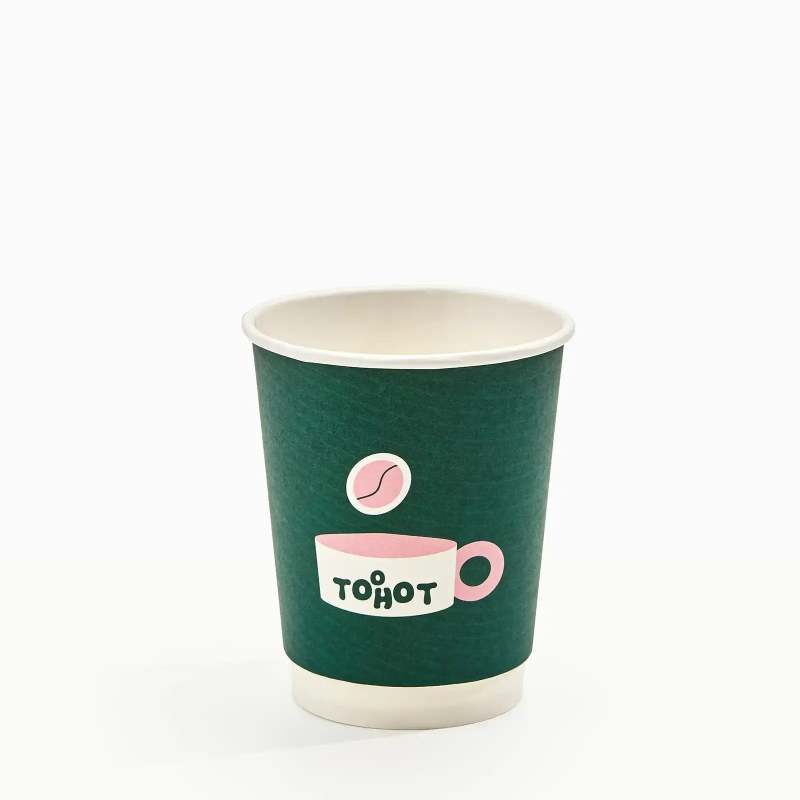 8 oz Custom Recyclable Double Wall Paper Cups With Lids RacetopPrint
