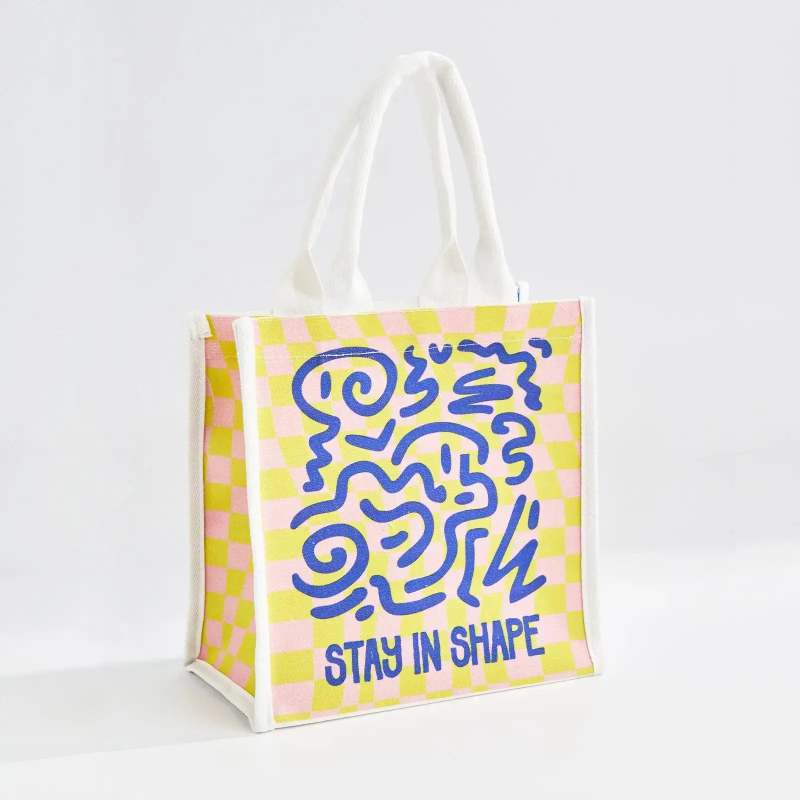 Custom Cotton Canvas Flat Bottom Tote Bag with Padded Handles-SPU RacetopPrint