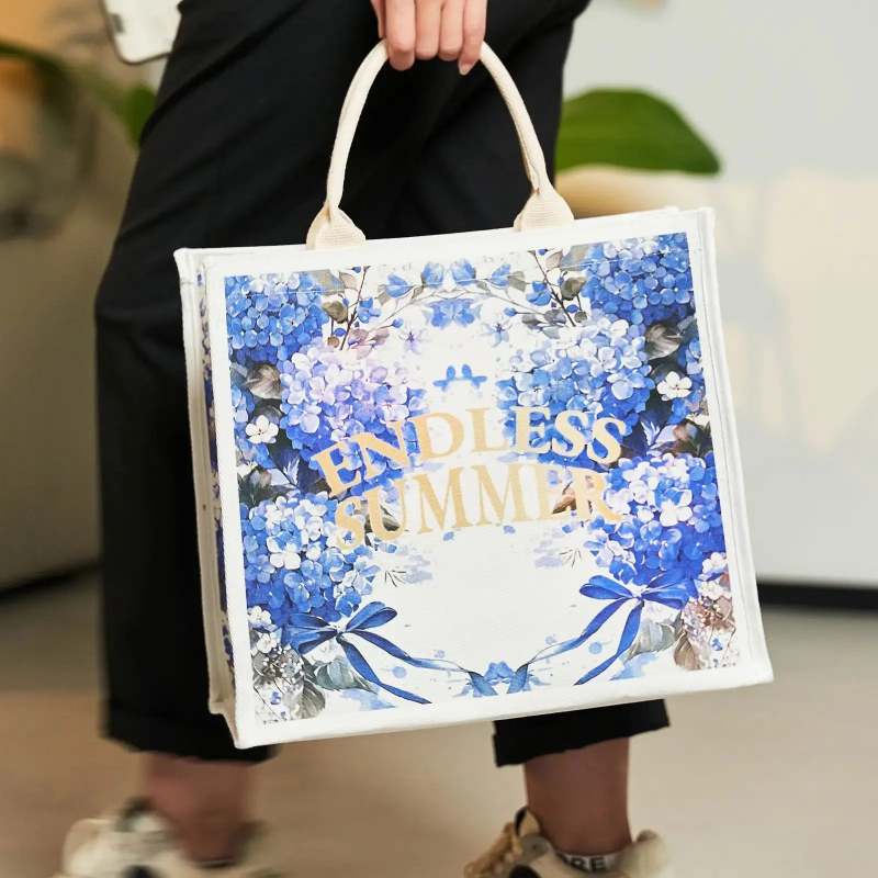 Custom Cotton Canvas Flat Bottom Tote Bag with Padded Handles-SPU RacetopPrint