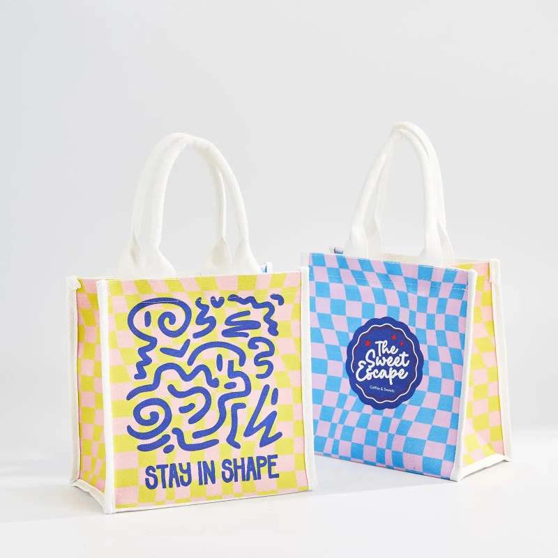 Custom Cotton Canvas Flat Bottom Tote Bag with Padded Handles-SPU RacetopPrint