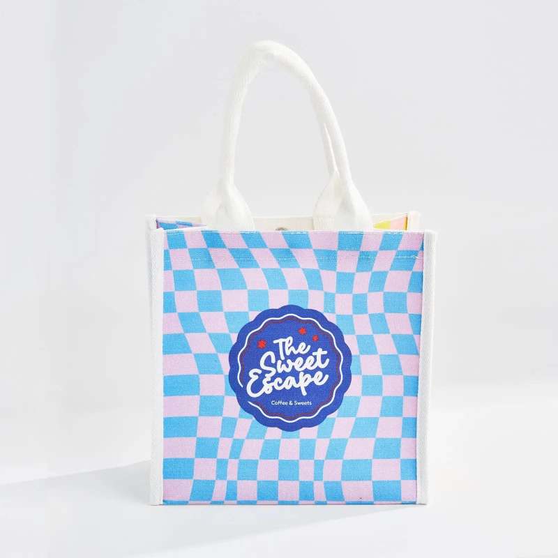 Custom Cotton Canvas Flat Bottom Tote Bag with Padded Handles-SPU RacetopPrint