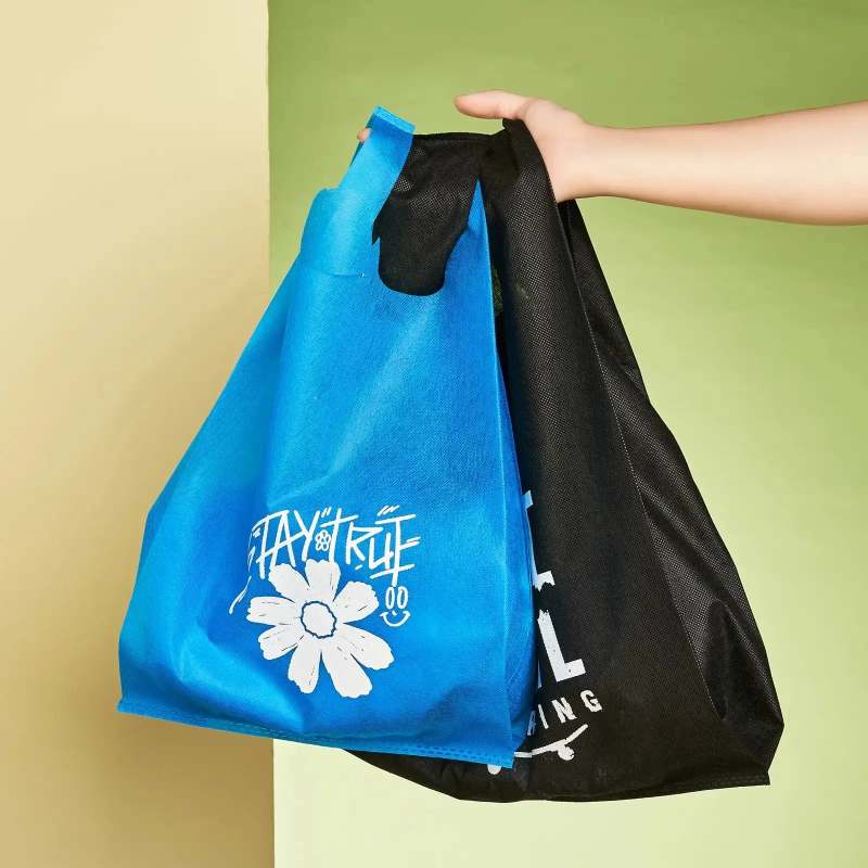 Custom Reusable T-Shirt Style Tote Bags-SPU RacetopPrint