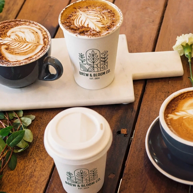 12 oz Custom Recyclable Double Wall Paper Cups For Restaurants