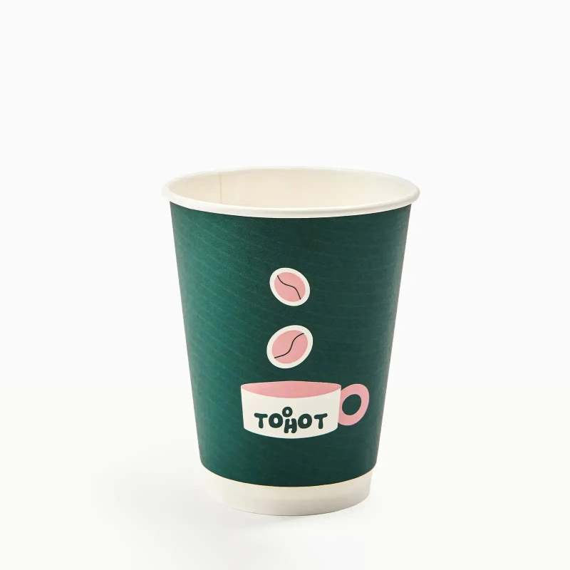 12 oz Custom Recyclable Double Wall Paper Cups Whit Lids RacetopPrint