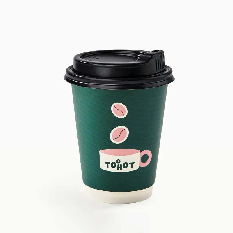 12 oz Custom Recyclable Double Wall Paper Cups with Lids-SPU RacetopPrint