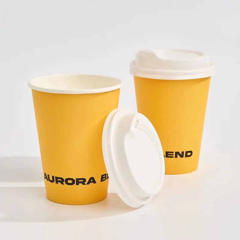 12 oz Custom Recyclable Paper Cups with Lids | RacetopPrint