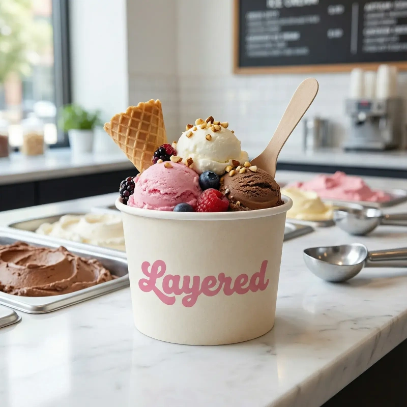 16 oz Custom Recyclable Ice Cream & Food Cups For Restaurants