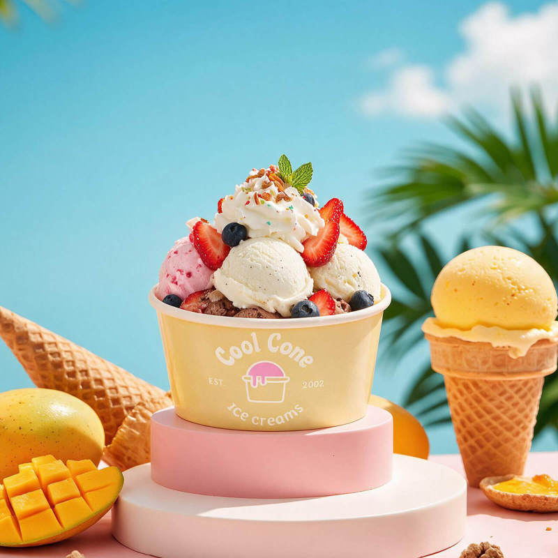 16 oz Custom Recyclable Ice Cream & Yogurt Cups