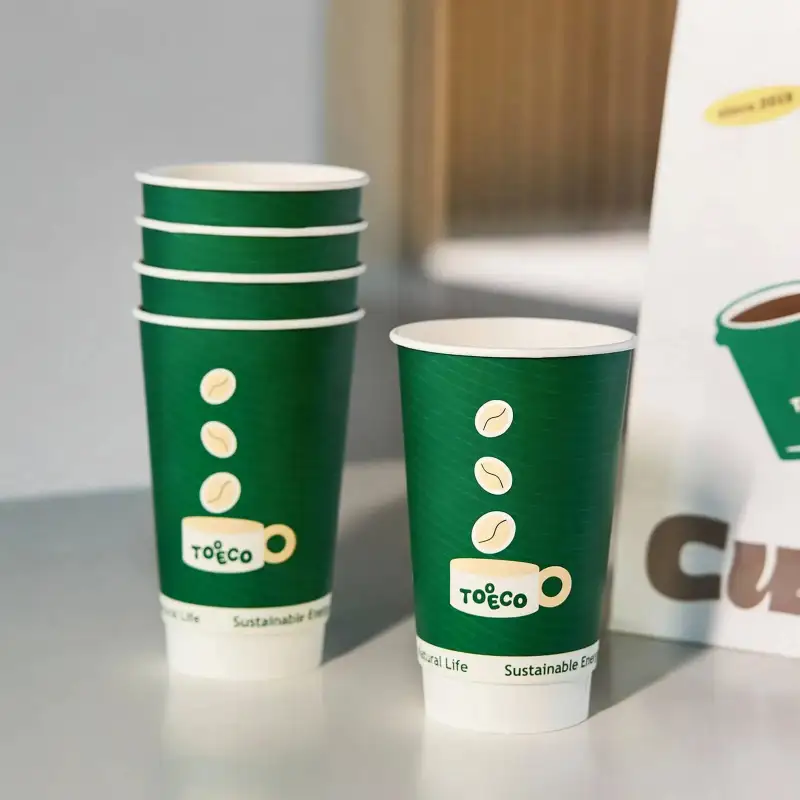16 oz Custom Compostable Double Wall Paper Cups – PLA Lined & Full ...