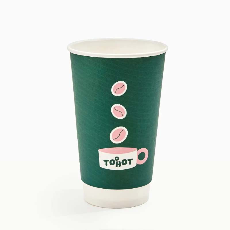 16 oz Custom Recyclable Double Wall Paper Cups With Lids RacetopPrint