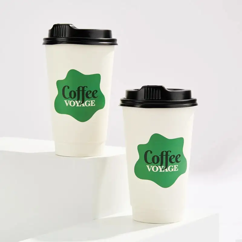 16 oz Custom Recyclable Double Wall Paper Cup with Lids | RacetopPrint