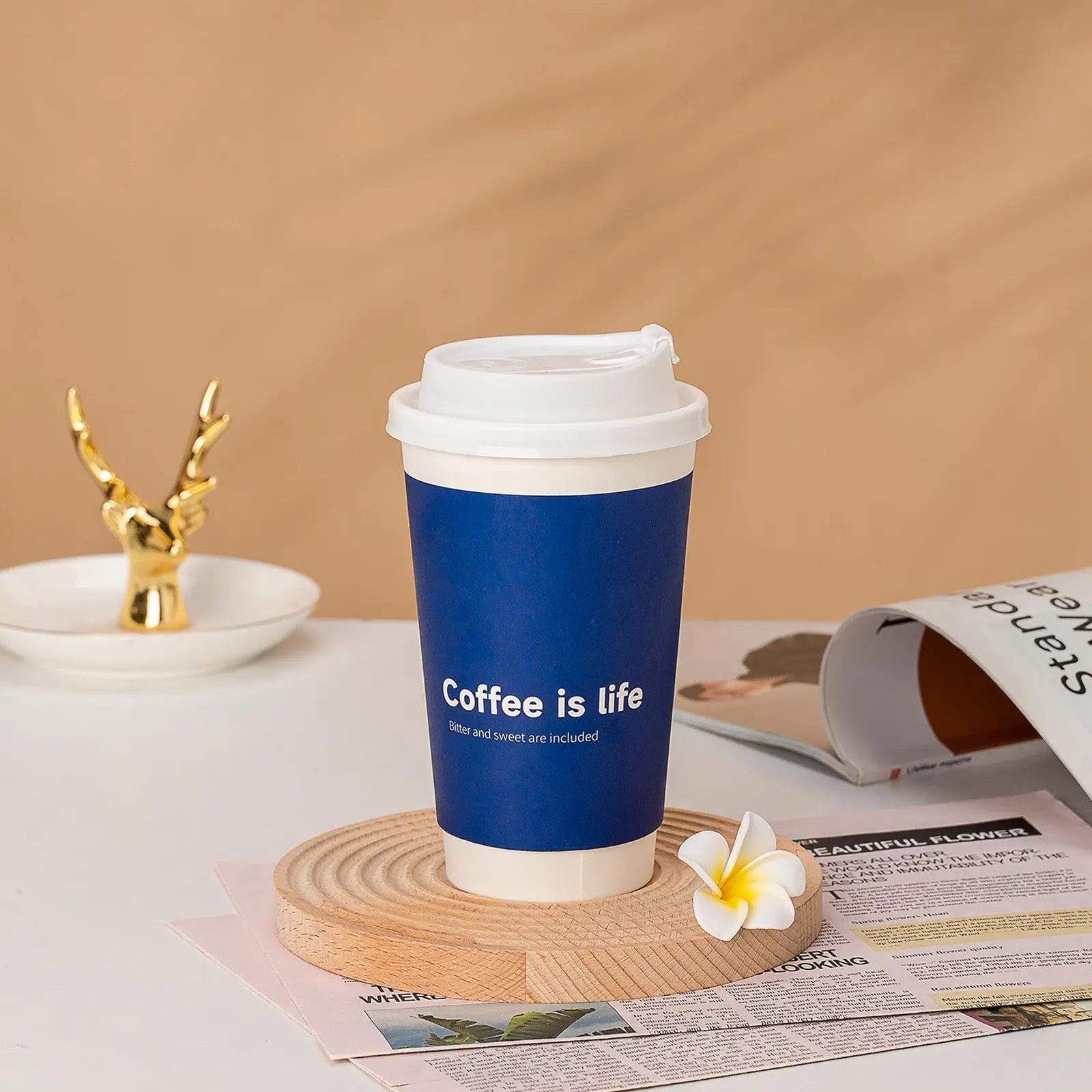 16 oz Custom Recyclable Double Wall Paper Cup with Lids | RacetopPrint