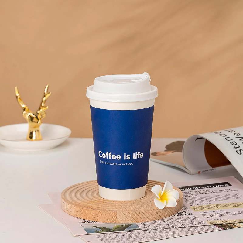 16 oz Custom Recyclable Double Wall Paper Cups with Lids-SPU RacetopPrint