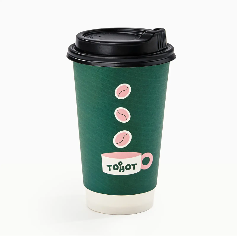 16 oz Custom Recyclable Double Wall Paper Cups with Lids-SPU RacetopPrint
