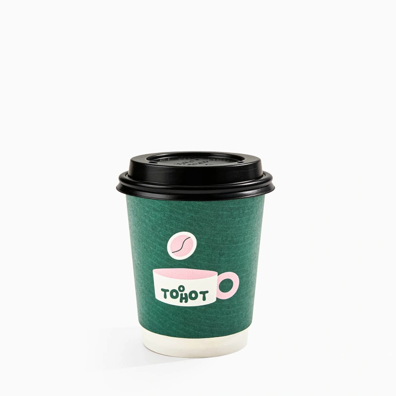 8 oz Custom Paper Cups with Lids for Coffee - Double Wall Paper