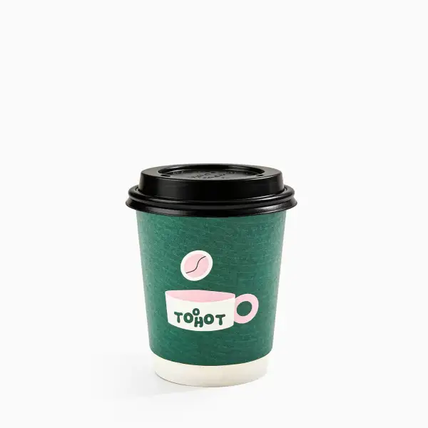 8 oz Custom Recyclable Double Wall Paper Cups with Lids