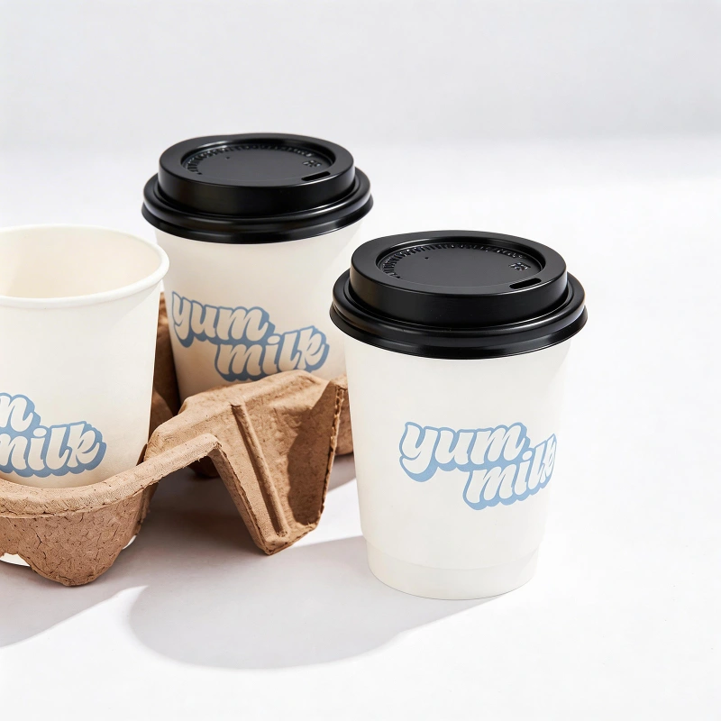 8 oz Custom Paper Cups with Lids for Coffee - Double Wall Paper Cups ...