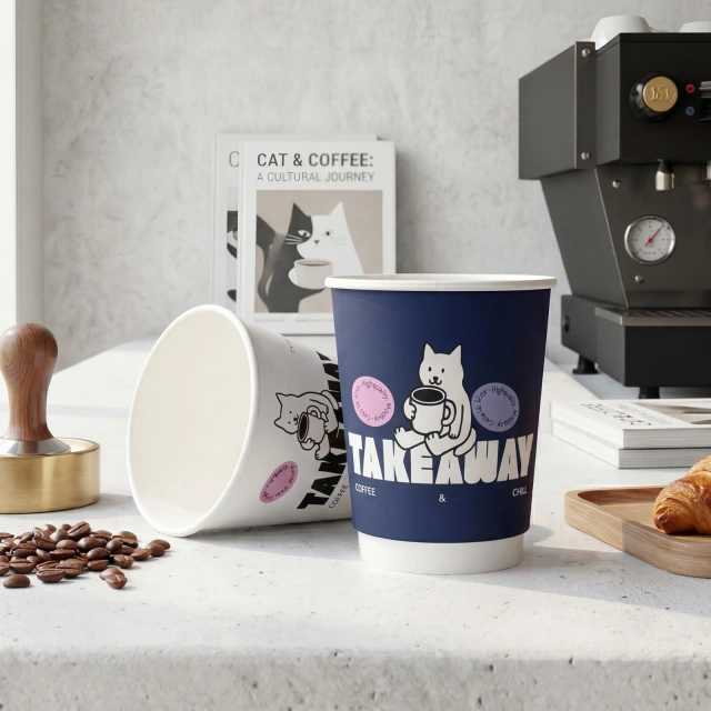 8 oz Double Wall Paper Cup Wholesale - Hot Coffee Cups with Logo |  RacetopPrint