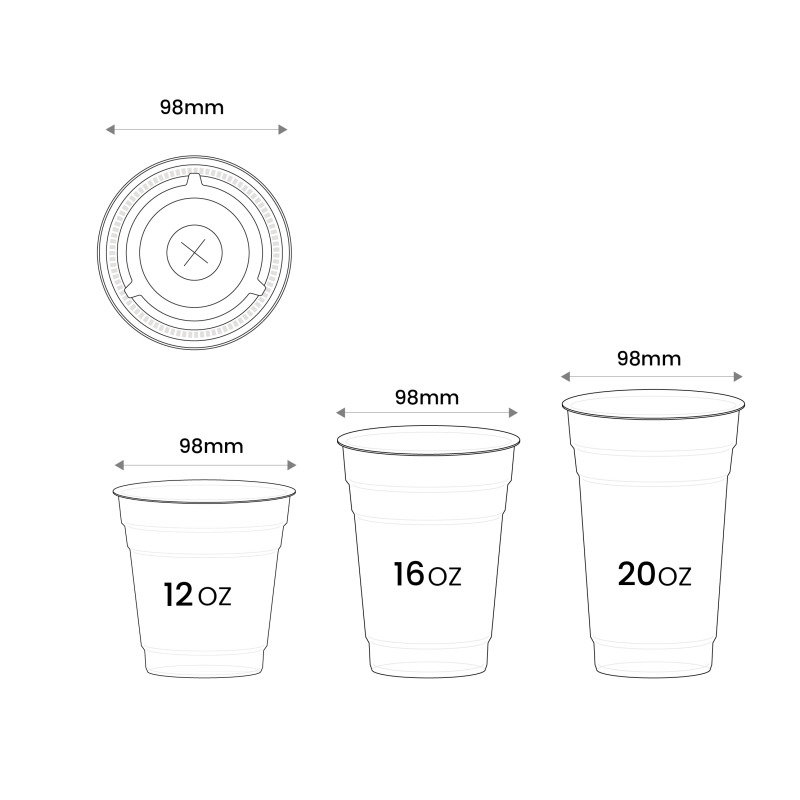98mm Flat Straw Lid for Plastic Cups