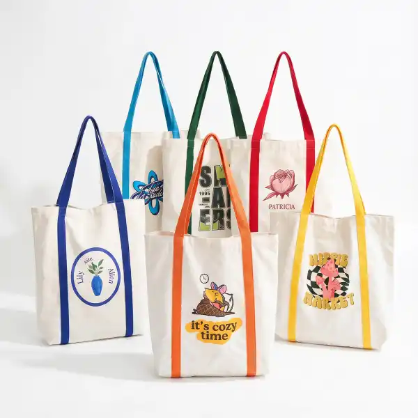 Custom Contrast Handle Cotton Tote Bags