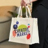 Custom Cotton Canvas Flat Bottom Tote Bag with Padded Handles