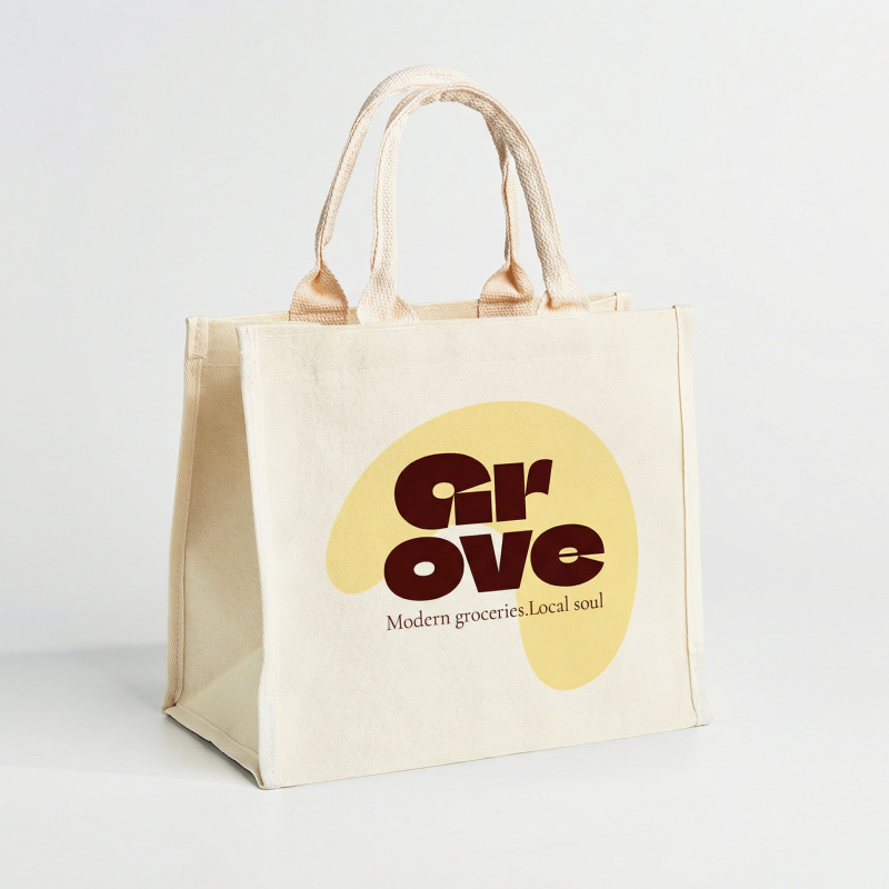 Custom Cotton Canvas Flat Bottom Tote Bag with Padded Handles