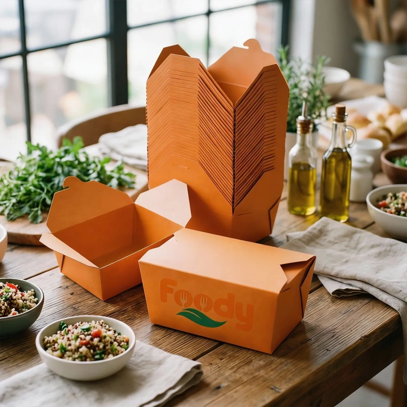 Custom Folded White Take Out Boxes For Restaurants