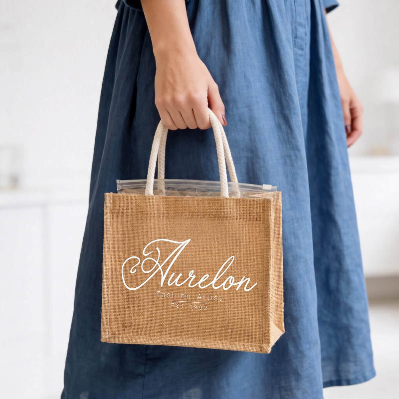 Custom Full Color Jute Gift Bags-SPU