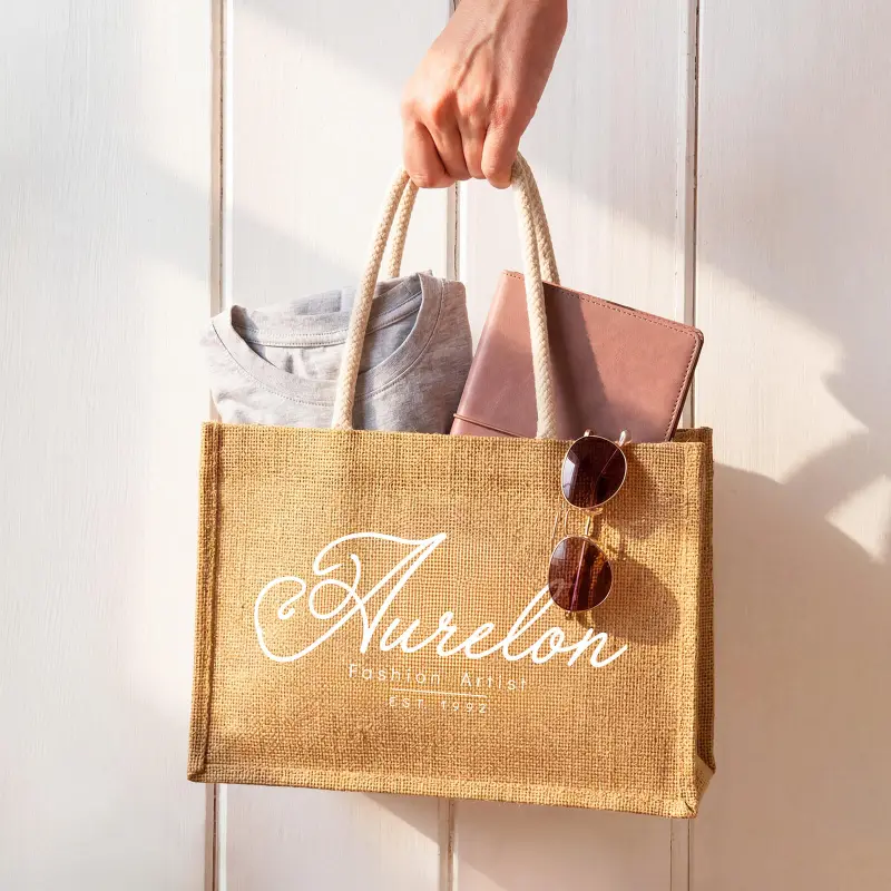 Custom Full Color Jute Gift Bags - Jute Gift Bags for Promotions