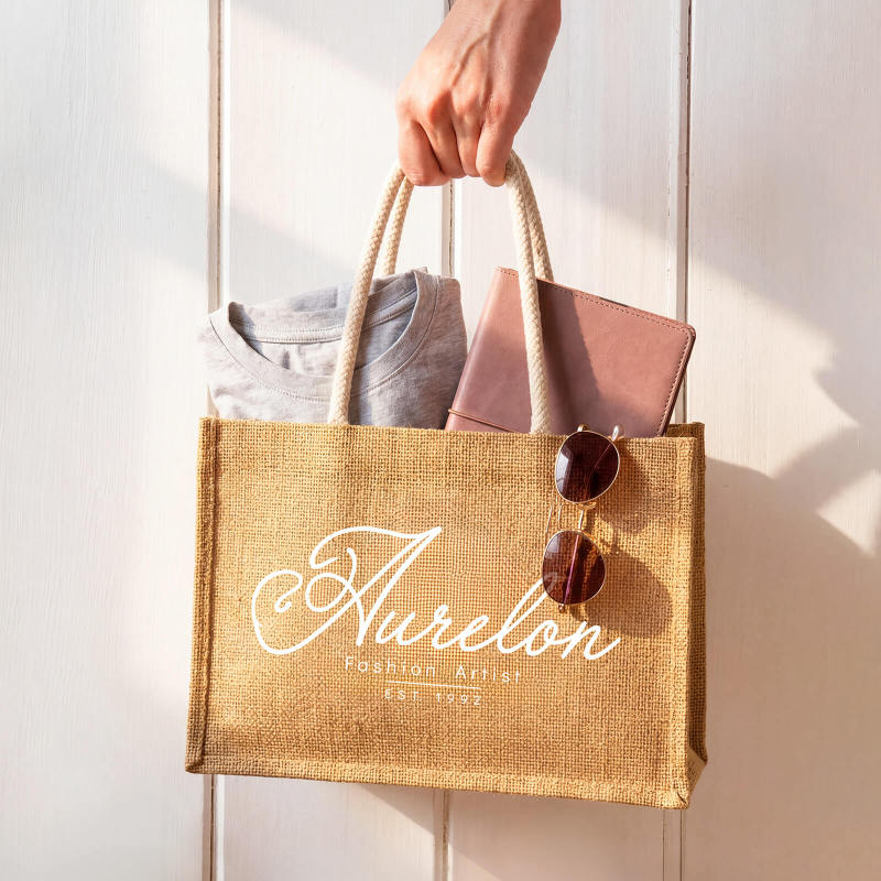 Custom Full Color Jute Gift Bags-SPU