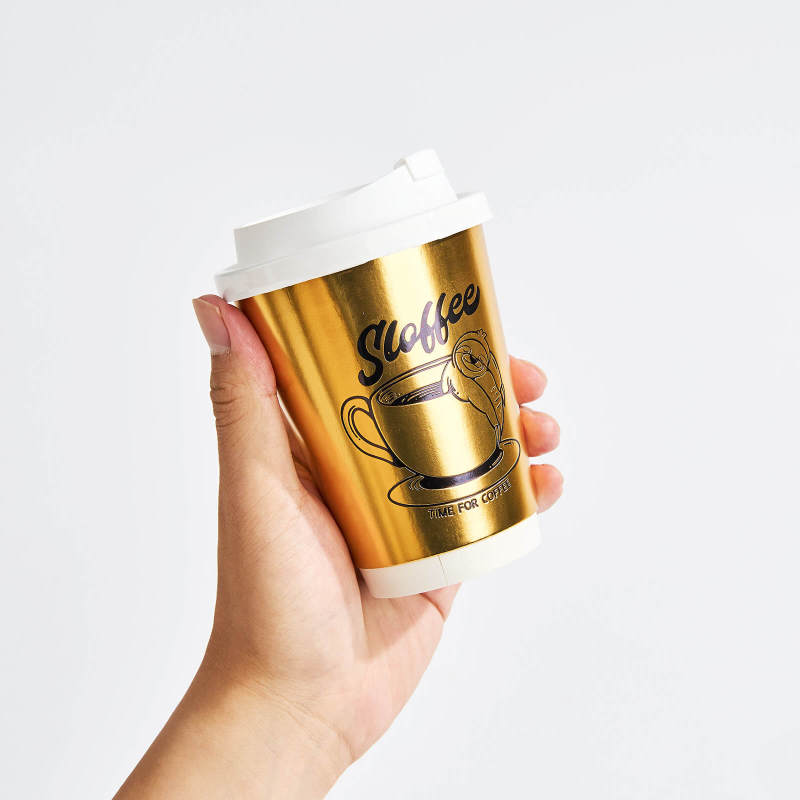 Custom Gold Paper Cups with Lids