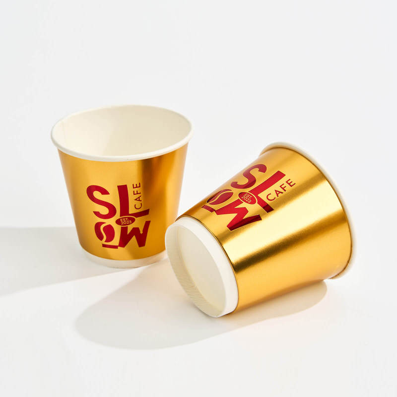 Custom Gold Paper Cups with Lids