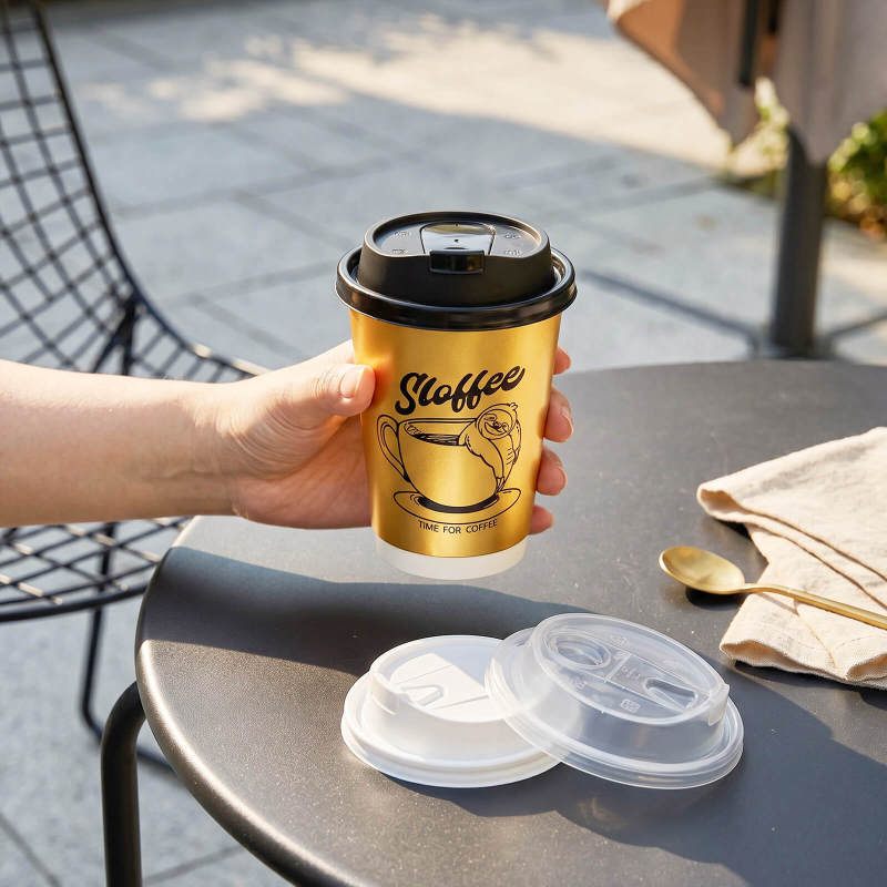 Custom Gold Paper Cups with Lids