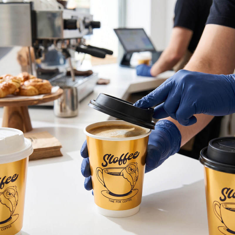 Custom Gold Paper Cups with Lids