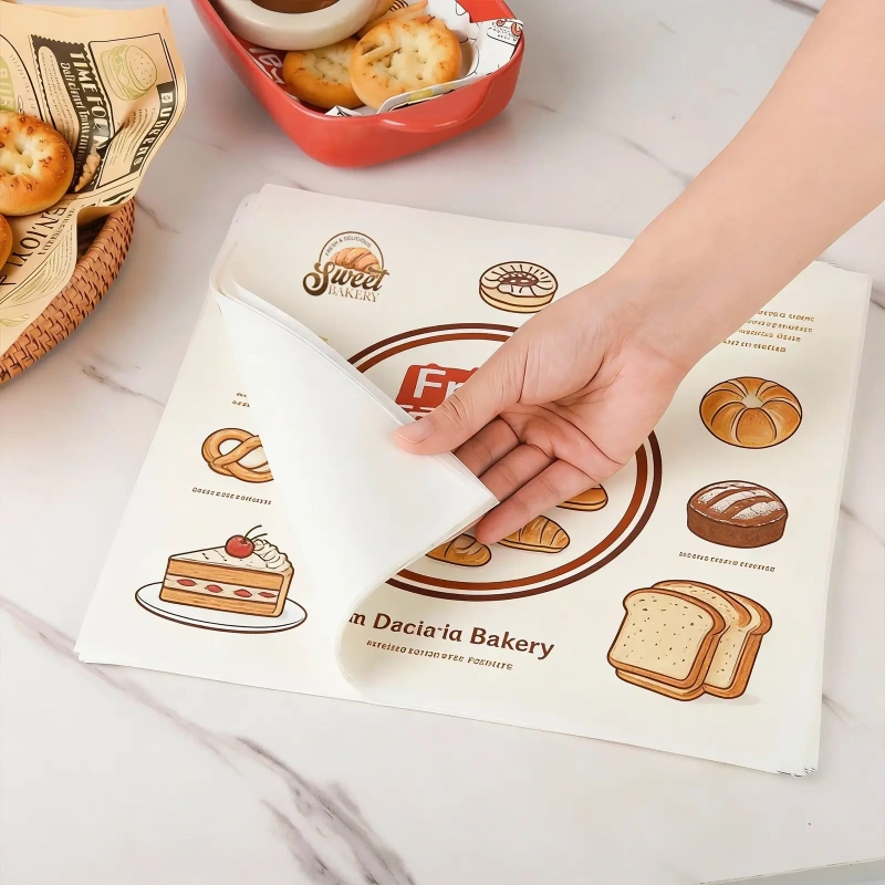 Custom Grease Resistant Food Wrapping Paper for Bakery Shop