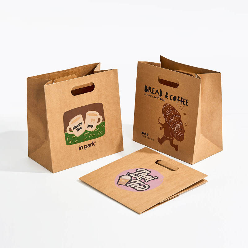 Custom Kraft Die Cut Handle Paper Bag SPU