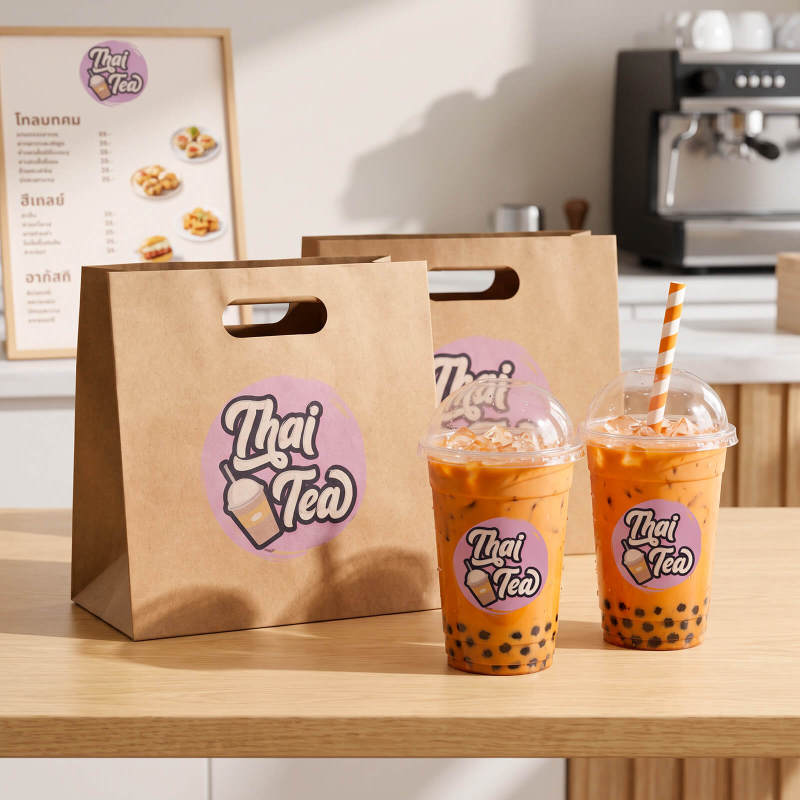 Custom Kraft Die Cut Handle Paper Bag SPU