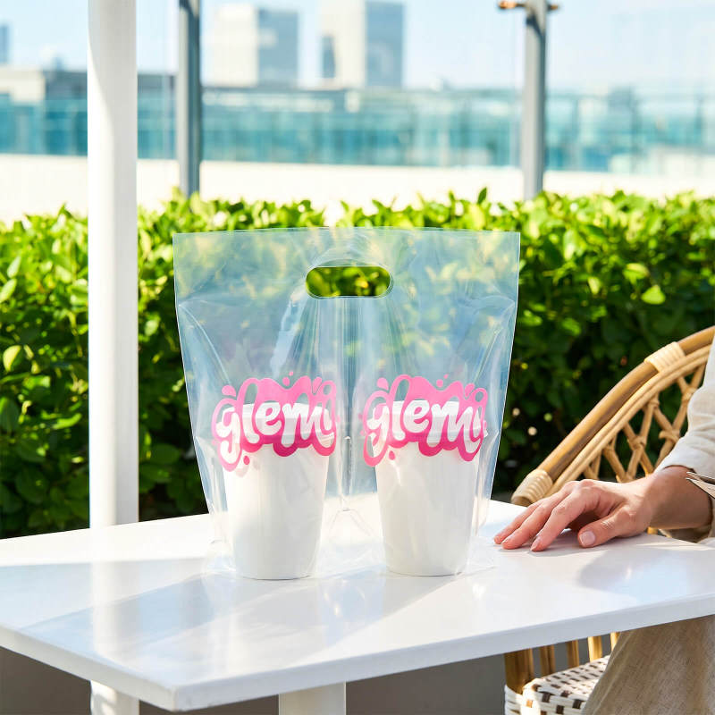 Custom Plastic Drink Carrier Bags-SPU
