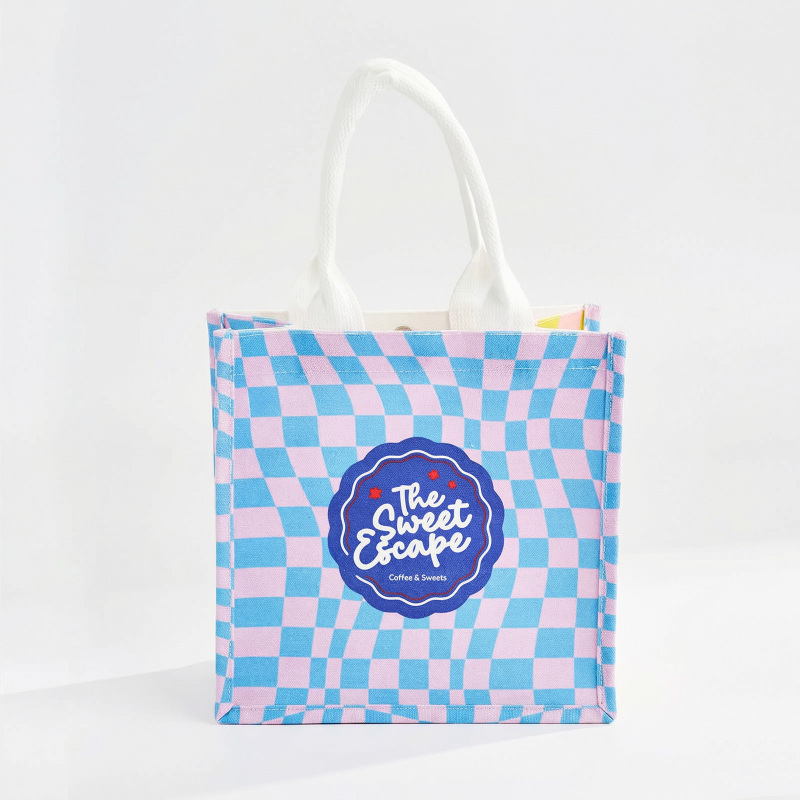 Custom Premium Cotton Canvas Flat Bottom Tote Bag with Padded Handles