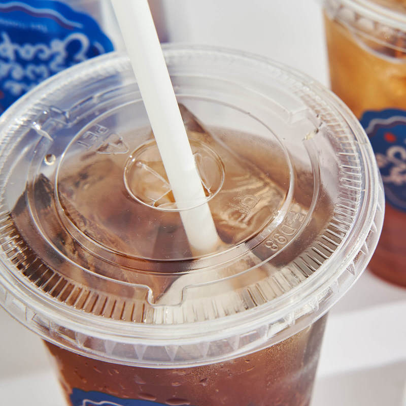Custom Recyclable Plastic Cups Flat Straw Lid SPU