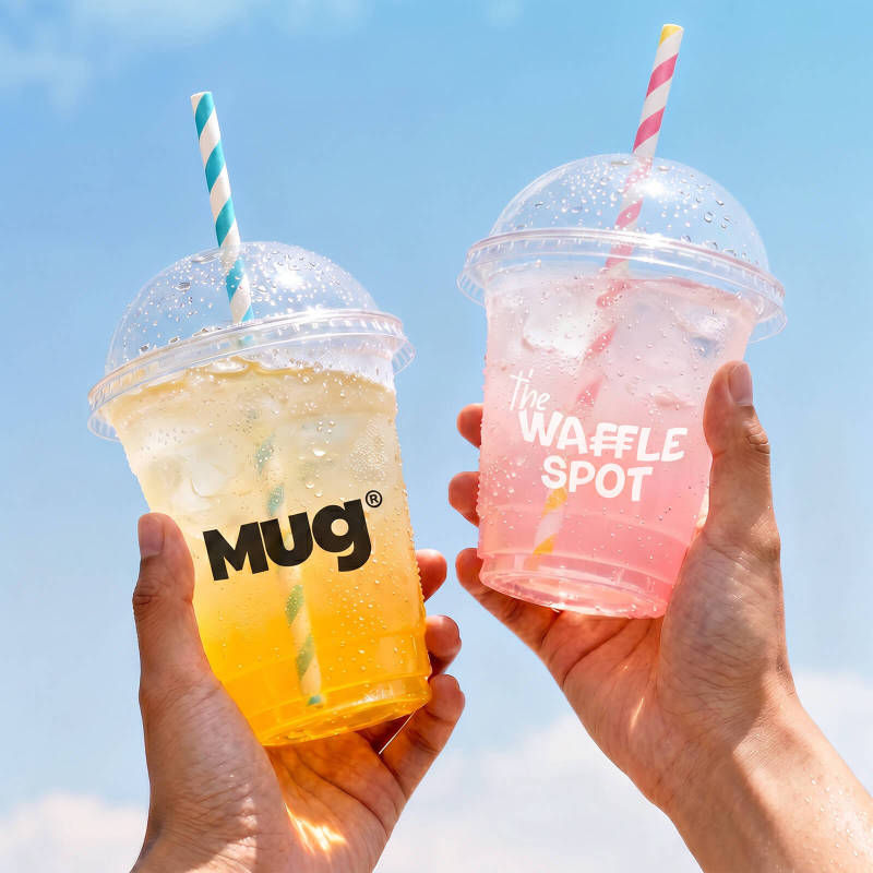 Custom Recyclable Plastic Cups with Dome Lids-spu