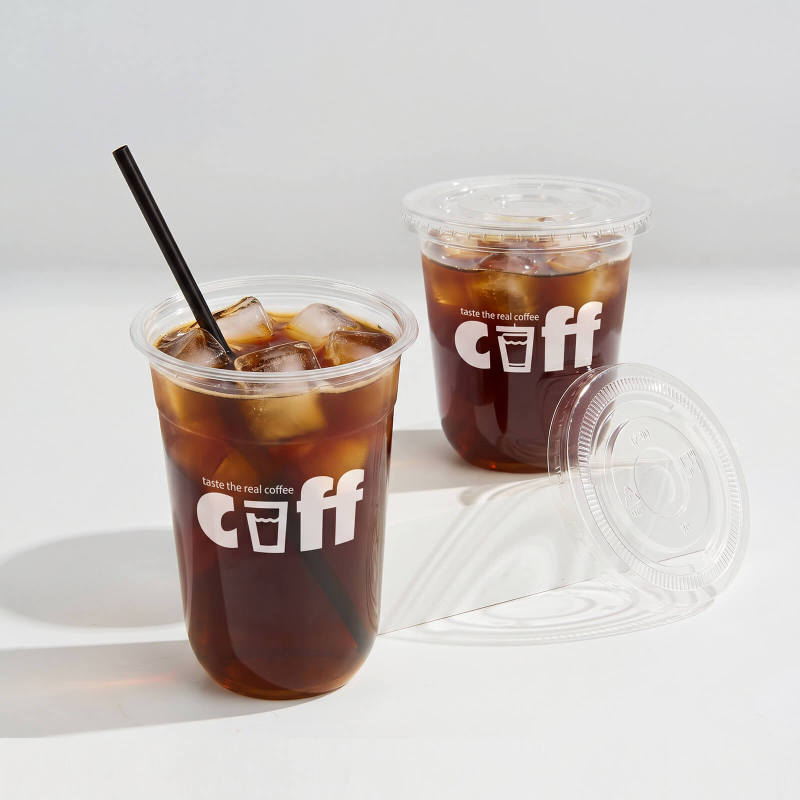 Custom Recyclable Round Bottom Plastic Cups with flat Lids-SPU