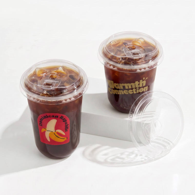 Custom Recyclable Round Bottom Plastic Cups with sip-through Lids-SPU