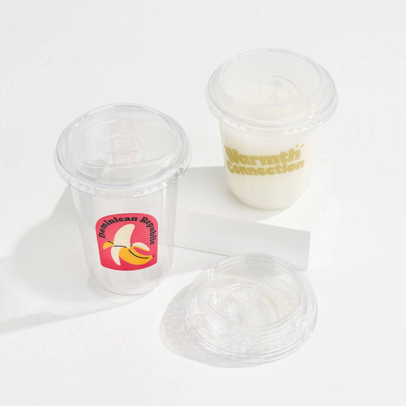 Custom Recyclable Round Bottom Plastic Cups with sip-through Lids-SPU