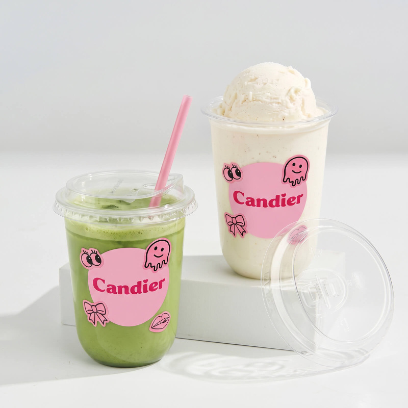 Custom Recyclable Round Bottom Plastic Cups with sip-through Lids-SPU