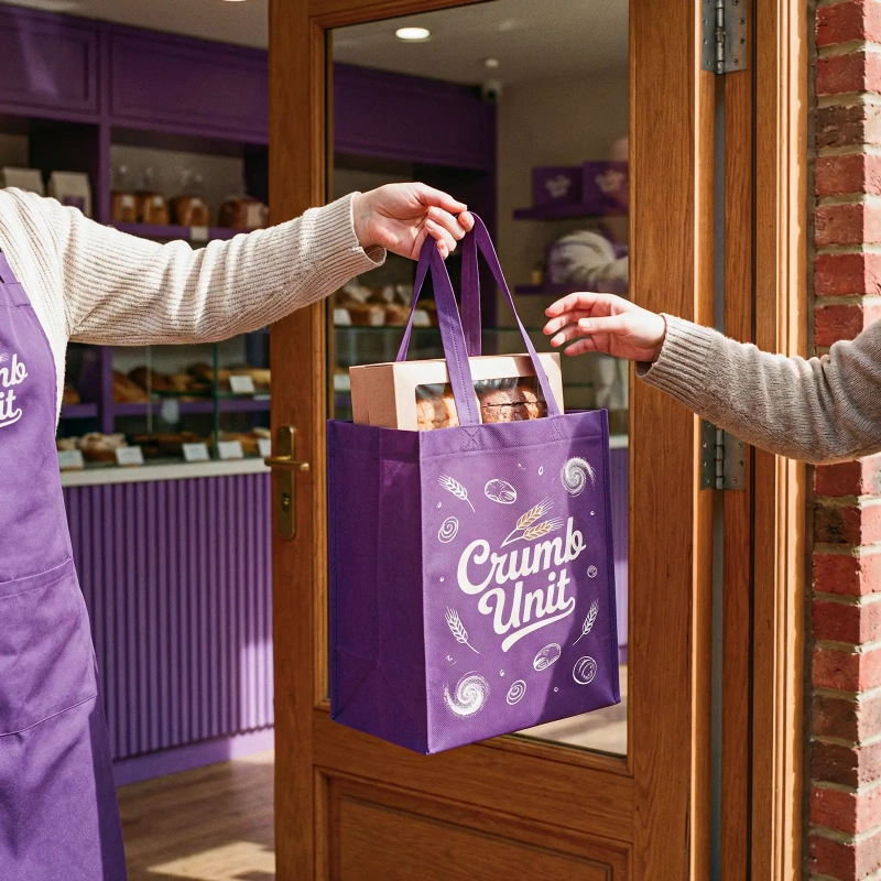 Custom Reusable Grocery Tote Bags for Bakery Shop