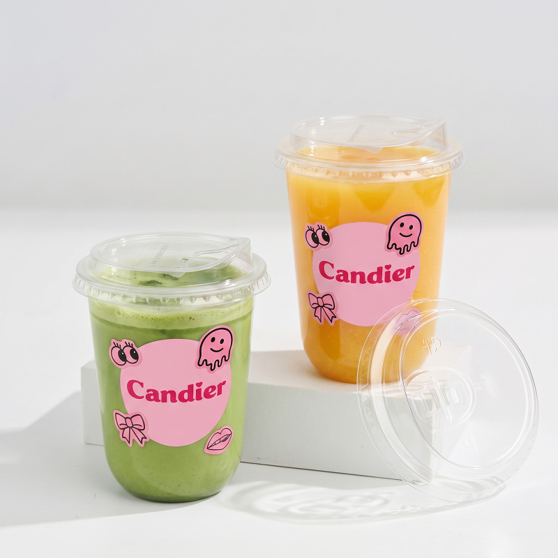 Custom Round Bottom Plastic Cups With Sip-through Lids