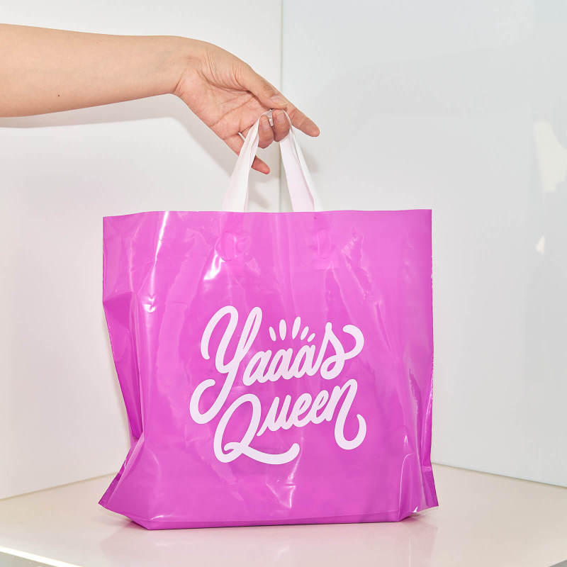Custom Soft loop Handle Plastic Bag